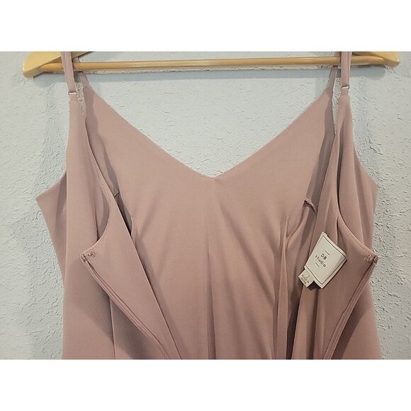 DB Studio V-Neck Draped Jersey Back Slit Maxi Dress Dusty Rose Size 2 - Picture 6 of 8
